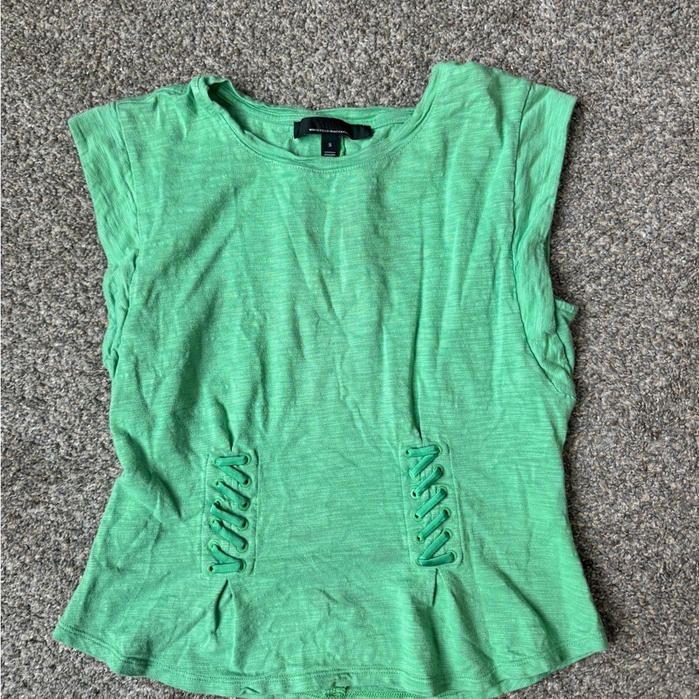White House Black Market Green Lace-Up Tank